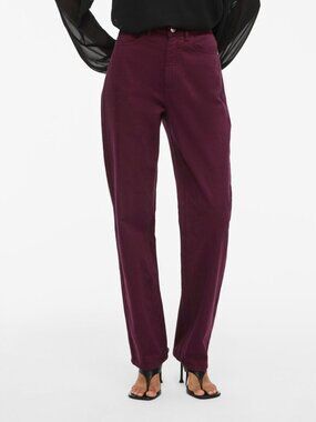 A New Day Straight-Leg Pants Stretch Mid Rise Womens Size 10 Burgundy